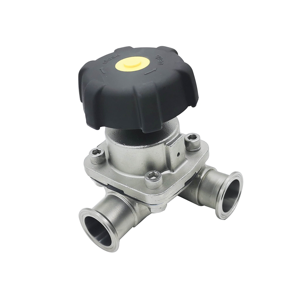 1/2 pulgada 12.7 mm de alta calidad Higiénica Higiénica Acero inoxidable SS316L SMS Diafragma de tres vías Vavle 