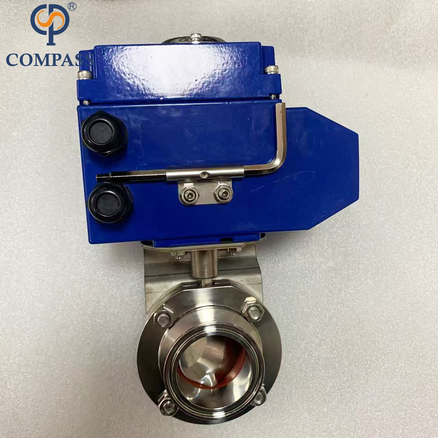 Válvulas de mariposa de sujeción triple SS304 con cabezal eléctrico de 3 pulgadas TC91MM