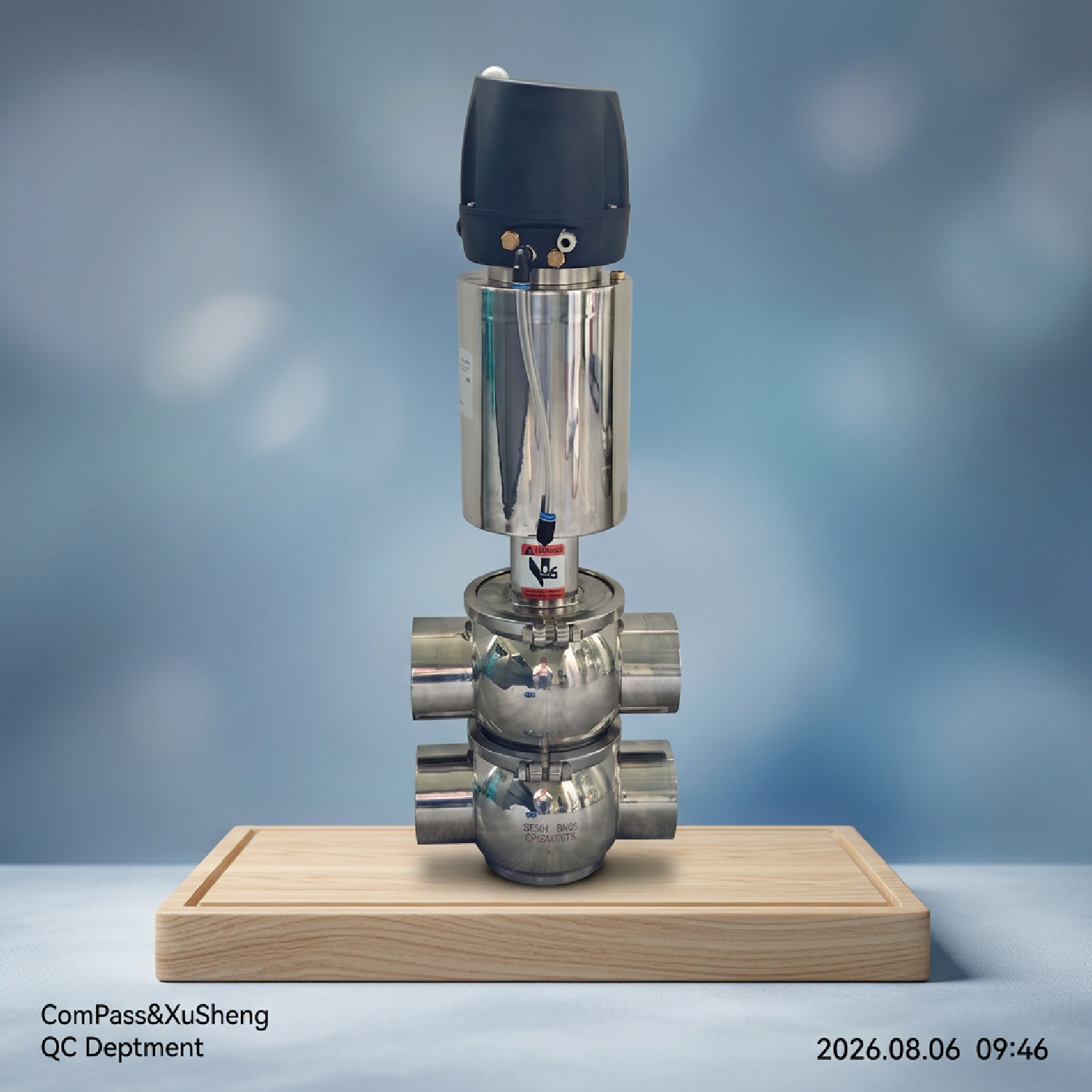 Actuador neumático de simple efecto SS304, modelo DIN 22A, válvula desviadora de soldadura neumática normalmente cerrada DN80 con cabezal de control de 24 VCC