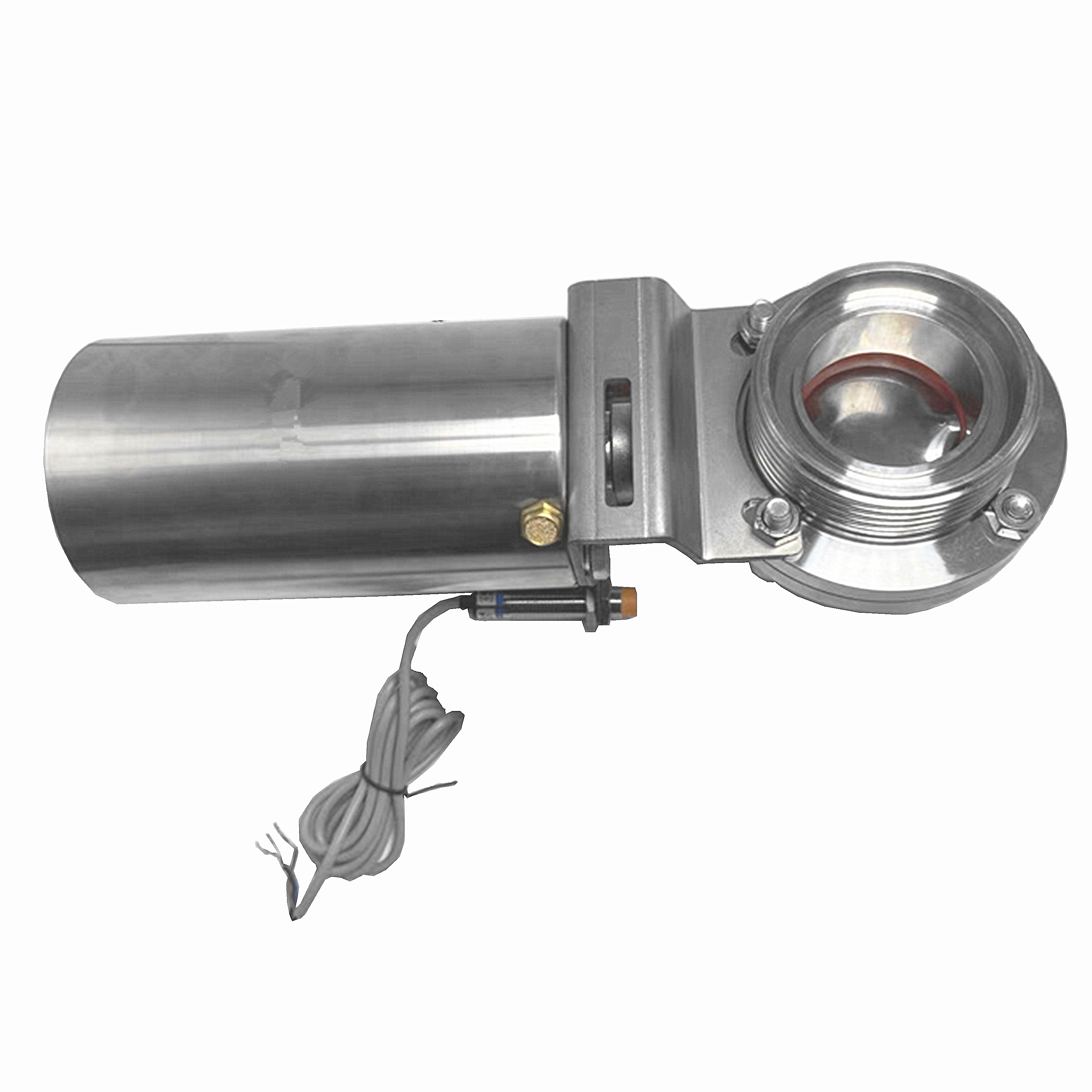DN80 85 mm Hygienic Hygienic Acero inoxidable Alimento de alimentos SS304 Válvula de mariposa neumática de rosca con actuador neumático 