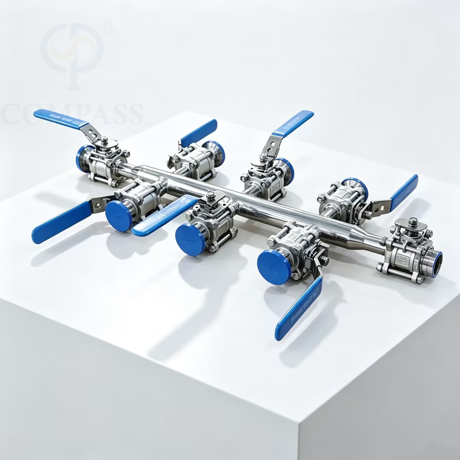 Nueva llegada DN25 SS316L válvula de bola de tres piezas de soldadura Manual de grado alimenticio de acero inoxidable sanitario con colector de distribución