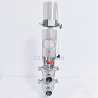 Válvula desviadora de soldadura a tope neumática tipo LL modelo 21 de acero inoxidable sanitario SS316L DN40 con posicionador de válvula inteligente