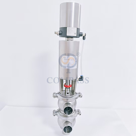 Válvula desviadora de soldadura a tope neumática tipo LL modelo 21 de acero inoxidable sanitario SS316L DN40 con posicionador de válvula inteligente