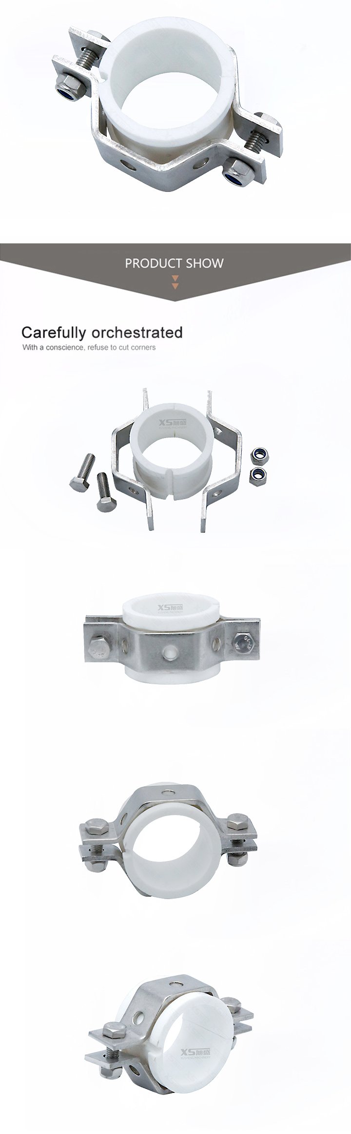 Percha hexagonal de tama&ntilde;o de tubo de acero inoxidable 304 con ojales de goma