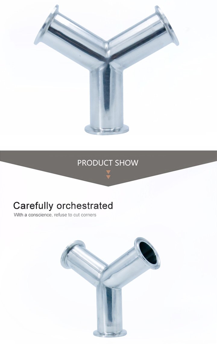 Higi&eacute;nica de acero inoxidable SS304 Saneamiento Tri Sujeci&oacute;n Y Tee