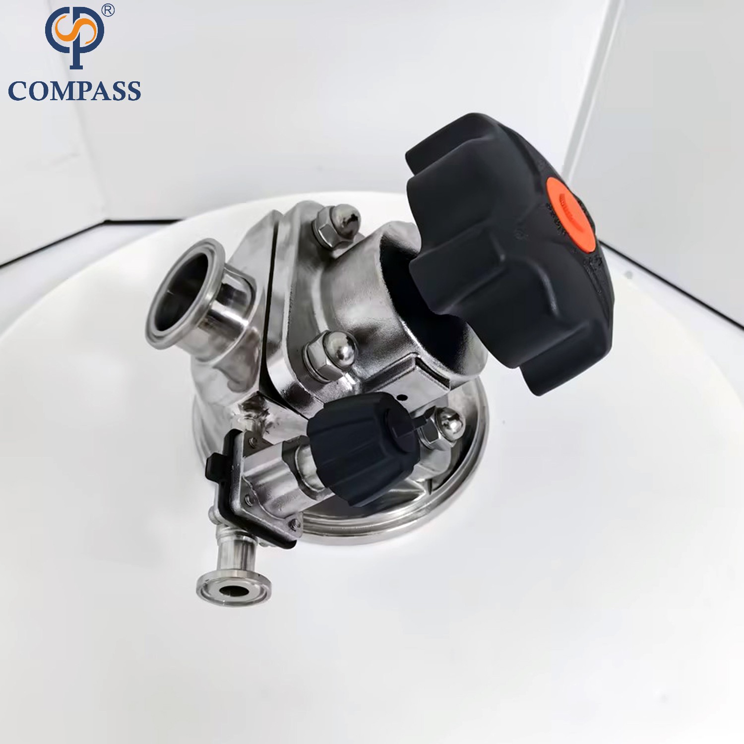 Válvula de control sanitaria de acero inoxidable, válvula de diafragma inferior de tanque con abrazadera Manual SS316L SMS de 1,5 pulgadas con diafragma de EPDM y PTFE