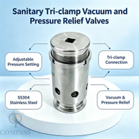 1-3Bar 38,1 MM Universal SS304 SS316L válvulas de alivio de presión de vacío ajustables de presión media sanitaria Tri-Clamp con silicona