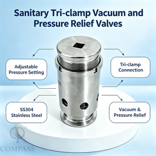 1-3Bar 38,1 MM Universal SS304 SS316L válvulas de alivio de presión de vacío ajustables de presión media sanitaria Tri-Clamp con silicona