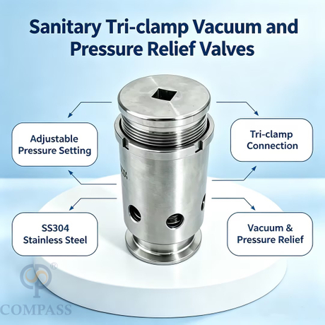 1-3Bar 38,1 MM Universal SS304 SS316L válvulas de alivio de presión de vacío ajustables de presión media sanitaria Tri-Clamp con silicona