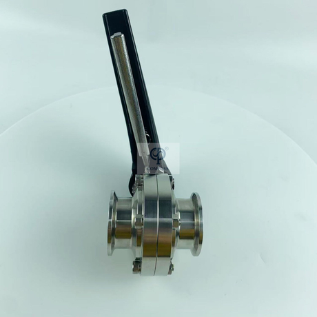 Válvula de mariposa de abrazadera manual SMS TC64MM con mango de pico de pato de plástico