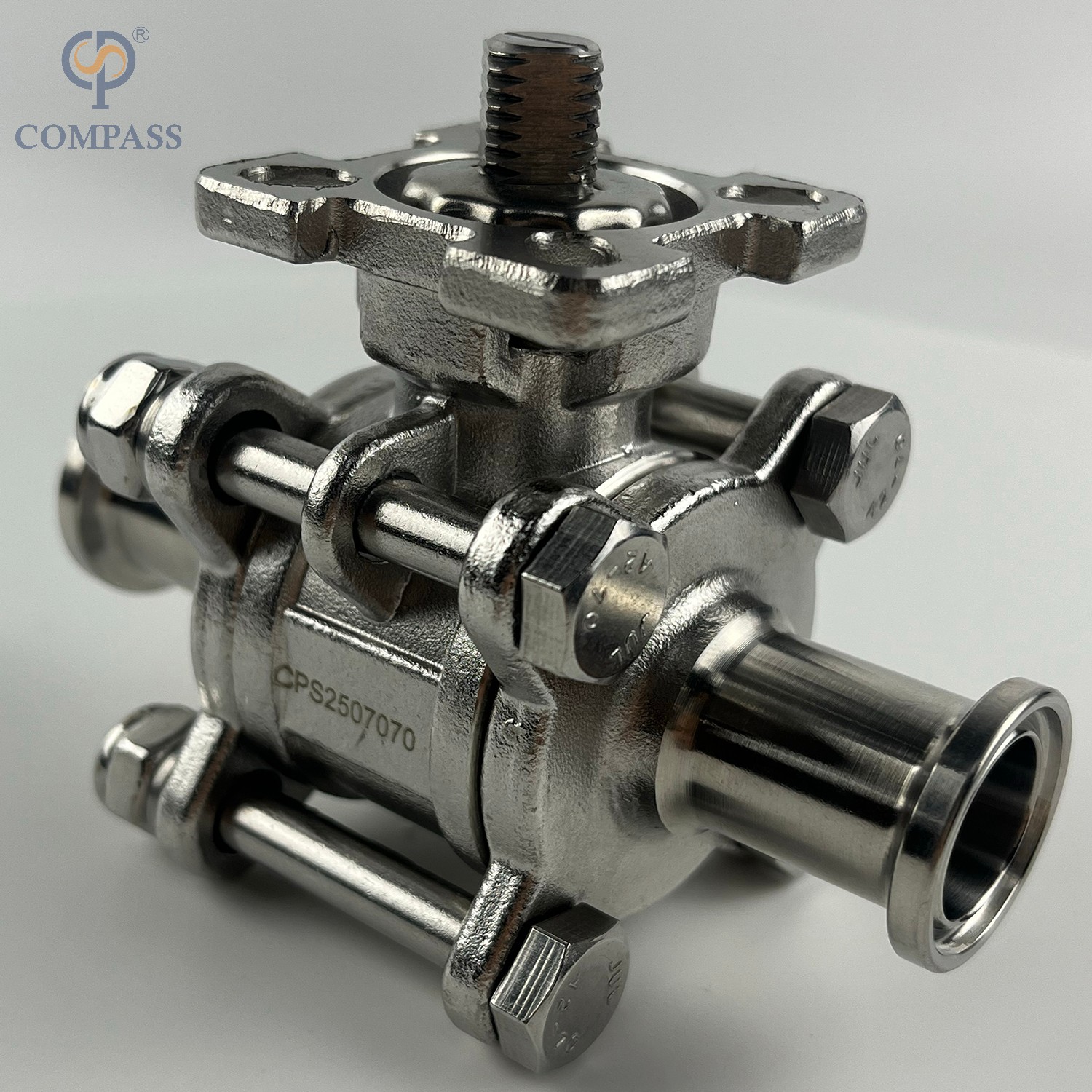 Manual de acero inoxidable de 3/4 pulgadas Válvula de bola de tres piezas de plataforma alta sin manija