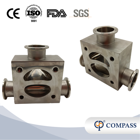50.8 mm*50.8 mm de alta calidad Hygienic Hygienic Acero inoxidable SS316L SMS Weld Válvula de diafragma de frases de tres vías