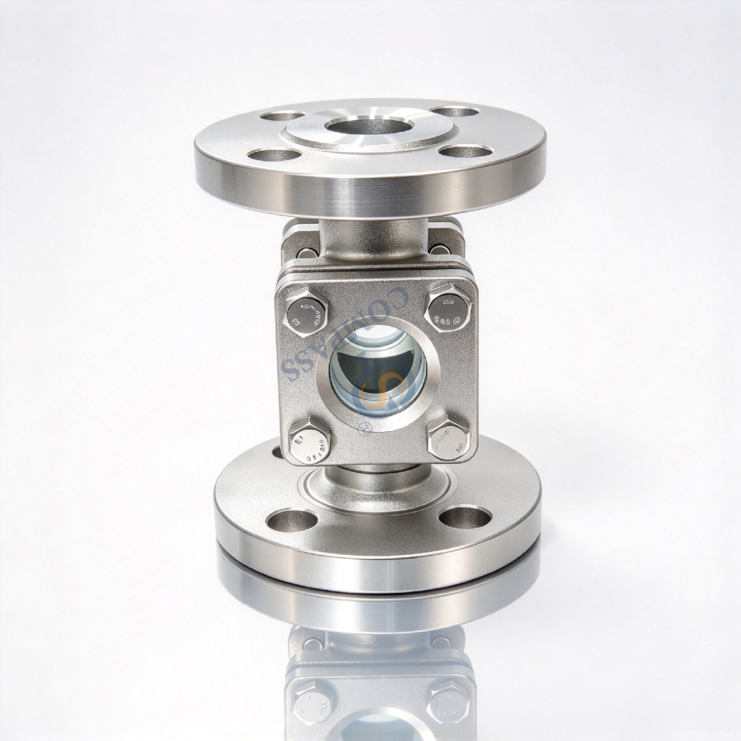 Mirilla cruzada con brida SS304 de 150 libras y 1 pulgada con junta de PTFE y vidrio templado