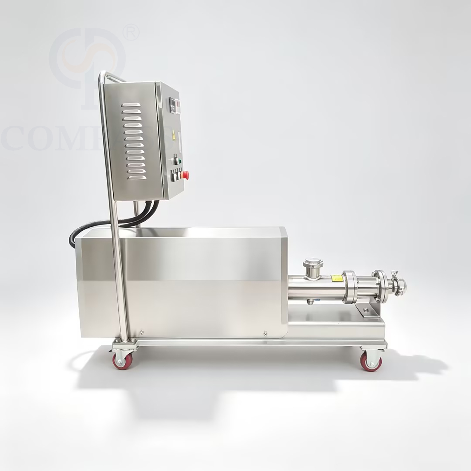 Bomba eléctrica de un solo tornillo OEM de grado alimenticio sanitario SS316L de 1.5KW-2HP con cubierta y carro de motor de acero inoxidable y estator de EPDM