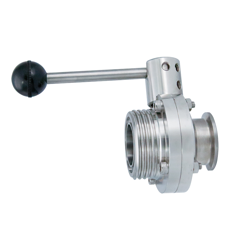 1/2 pulgada 12.7 mm Hygienic Hygienic Acero inoxidable Alimento SS316L Válvula de mariposa de rosca manual de SMS con mango de tracción redonda