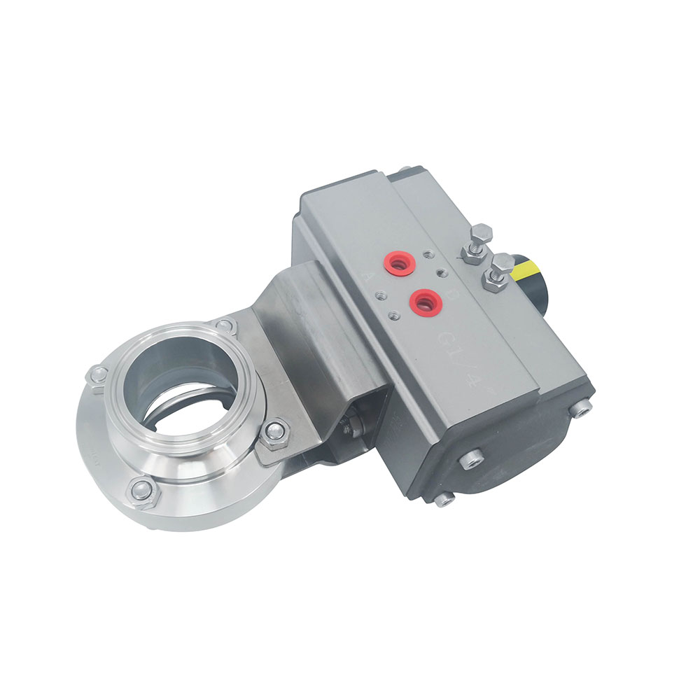 1/2 pulgada de 12,7 mm Hygienic acero inoxidable de acero inoxidable Grado SS304 Válvula de mariposa neumática con actuador neumático 