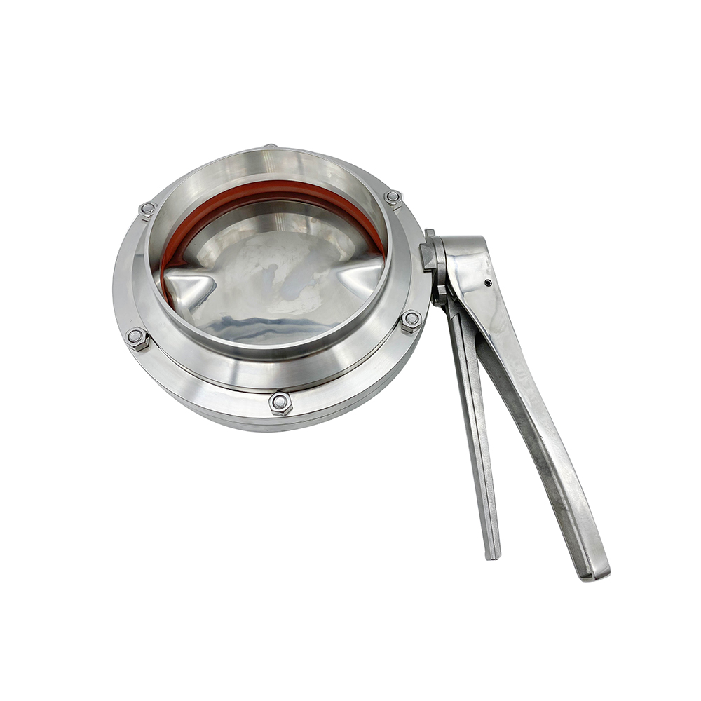 DN25 RD52 × 1/6 Hygienic Hygienic Acero inoxidable Alimento SS304 Válvula de mariposa de soldadura manual de DIN con manija de gripe de acero inoxidable