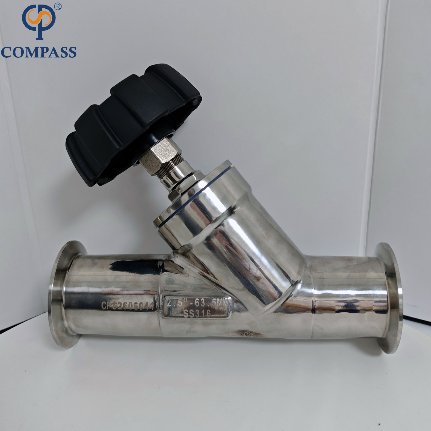 El tri espejo del extremo de sujeción pulió la válvula manual de Seat del ángulo de TC77.5MM SS316L los 63.5MM