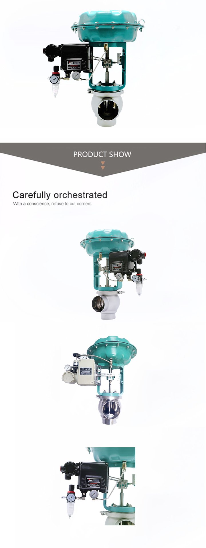 V&aacute;lvula de control de membrana autom&aacute;tica de acero inoxidable con posicionador de 4 ~ 2 mA
