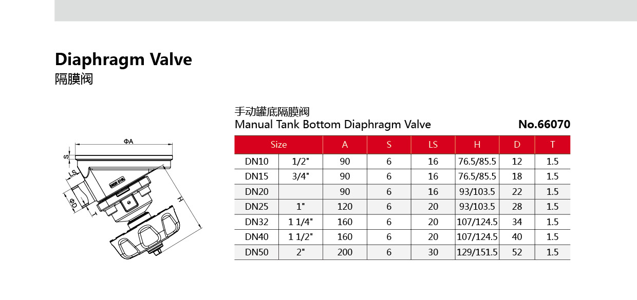 V&aacute;lvula de diafragma higi&eacute;nica de acero inoxidable