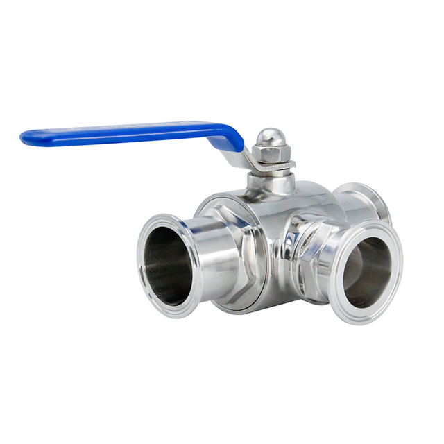 SS304 SS316L Válvula de bola de abrazadera de tres vías sanitaria sanitaria de acero inoxidable