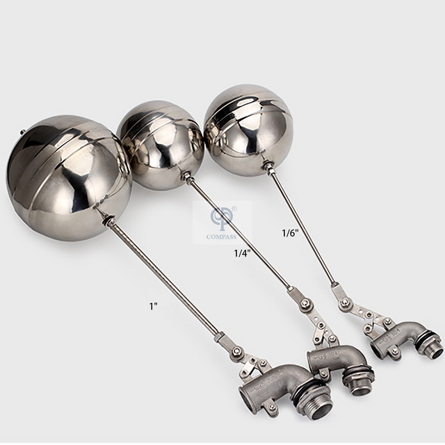 Válvula de bola de flotador flotante con rosca macho de acero inoxidable para tanque de agua