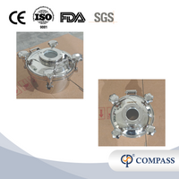 Venta Popular 250MM sanitarios de acero inoxidable SS304 higiene hacia afuera ronda tanque de presión Manways con mirilla y sello de silicona