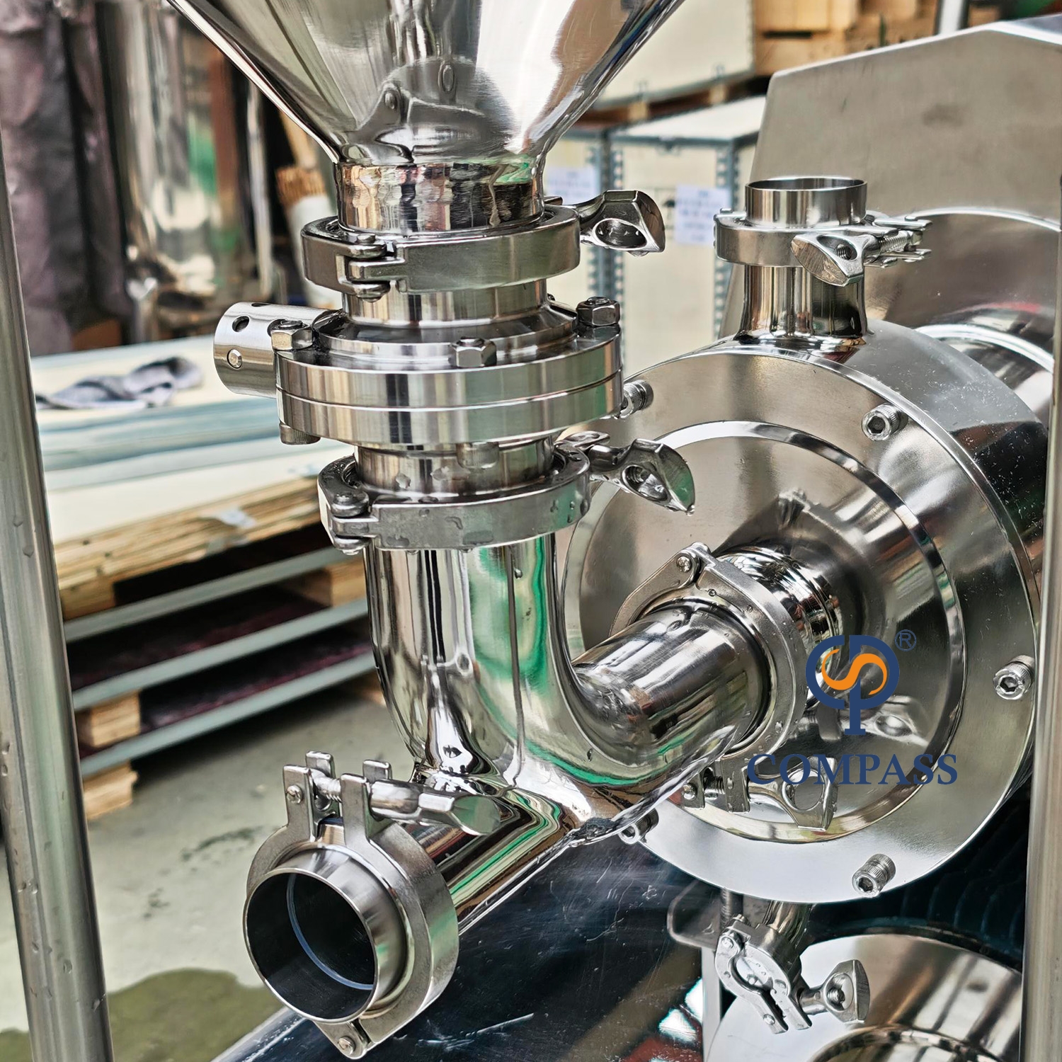 Emulsionante de dispersión de tubería de una sola etapa de alto cizallamiento de 5,5 kW con embudo de 45 l