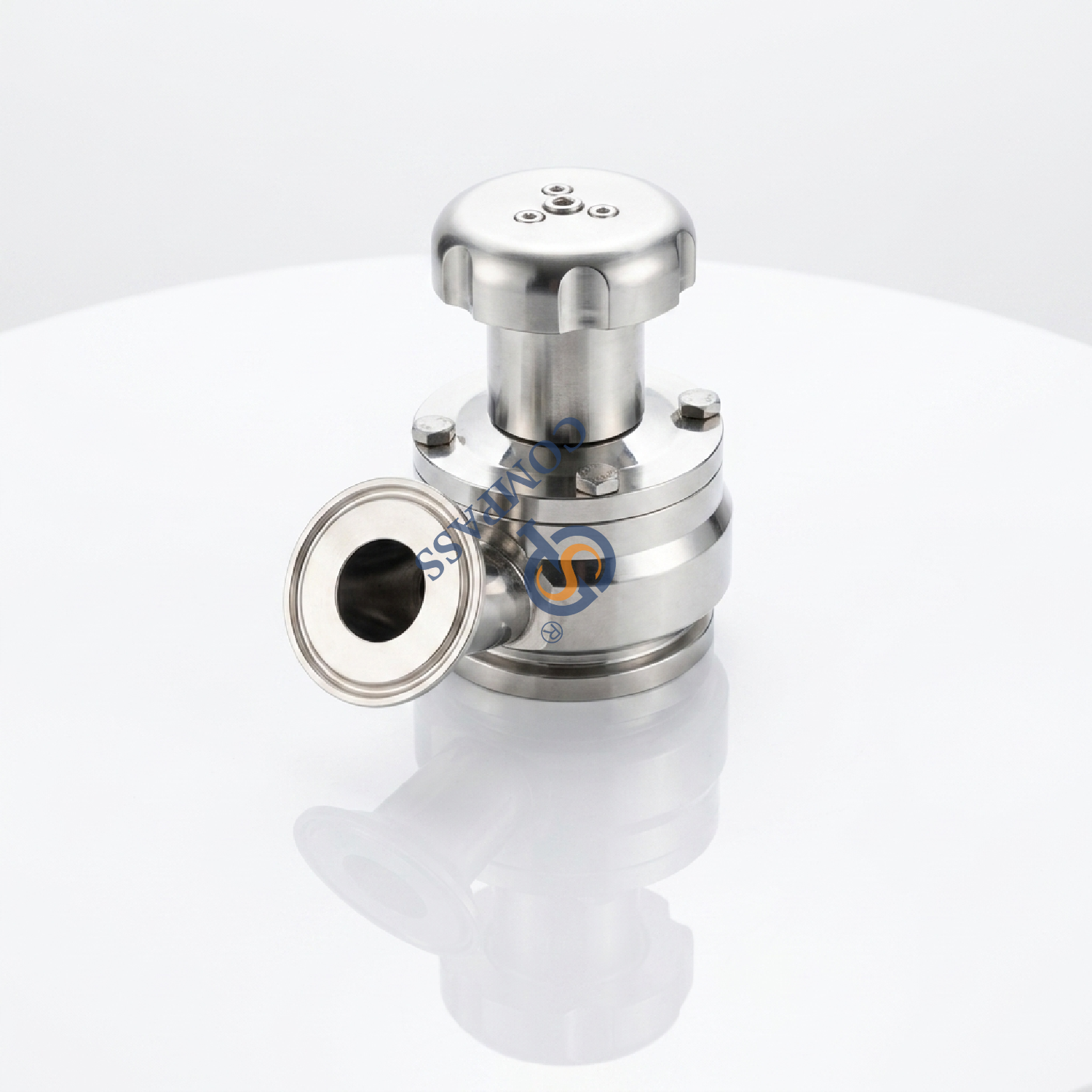 Nueva llegada 25,4 MM higiénico grado alimenticio AISI316L SMS saneamiento 1 ''válvula inferior del tanque de descarga aséptica Manual de triple abrazadera con puerto de vapor