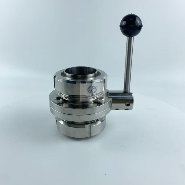 Válvula de mariposa de extremo de unión sanitaria SS316L de 4 pulgadas con tirador