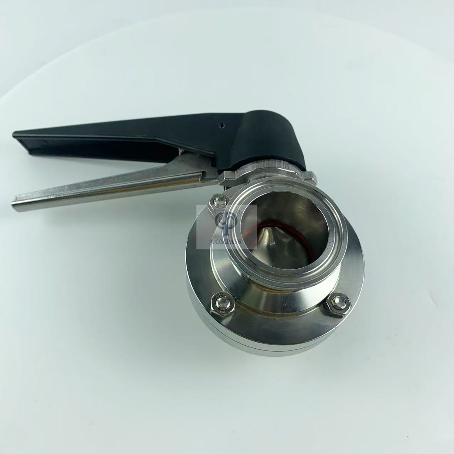 Válvula de mariposa de abrazadera manual SMS TC64MM con mango de pico de pato de plástico