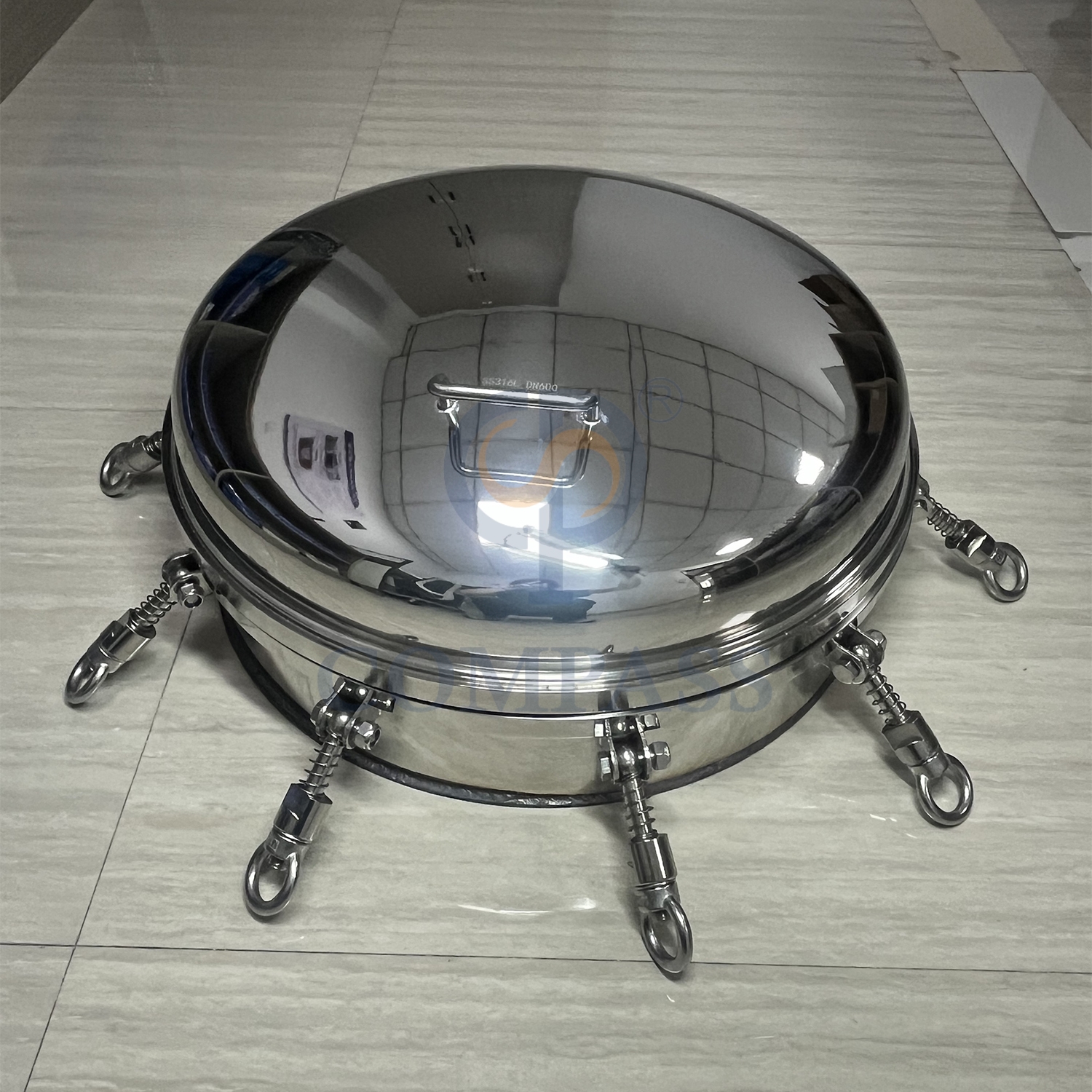 Tapa de alcantarilla sanitaria de acero inoxidable SS316L DN600, espejo higiénico, pulido, bocas de acceso del tanque de presión redondas hacia afuera con sello EPDM