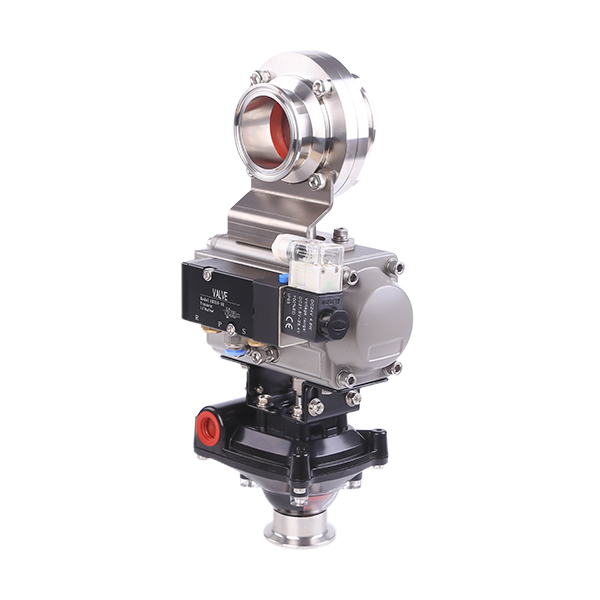 2 pulgadas de 51 mm higiénico acero inoxidable de acero inoxidable Grado SS304 Válvula de mariposa neumática SMS con actuador neumático +válvula solenoide +interruptor límite
