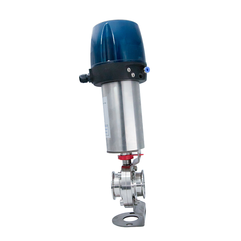 1/2 pulgada de 12,7 mm higiénico de acero inoxidable de acero inoxidable Grado SS304 SMS Válvula de mariposa neumática con abrazadera con cabeza de control