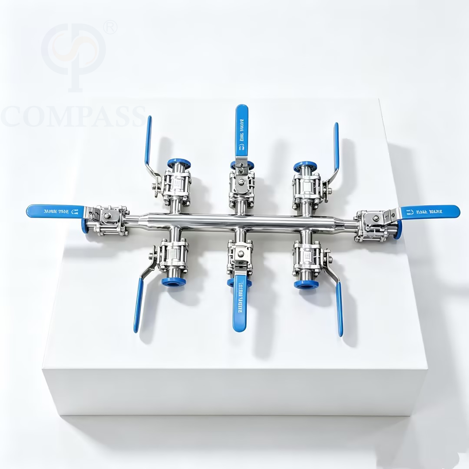 Nueva llegada DN25 SS316L válvula de bola de tres piezas de soldadura Manual de grado alimenticio de acero inoxidable sanitario con colector de distribución