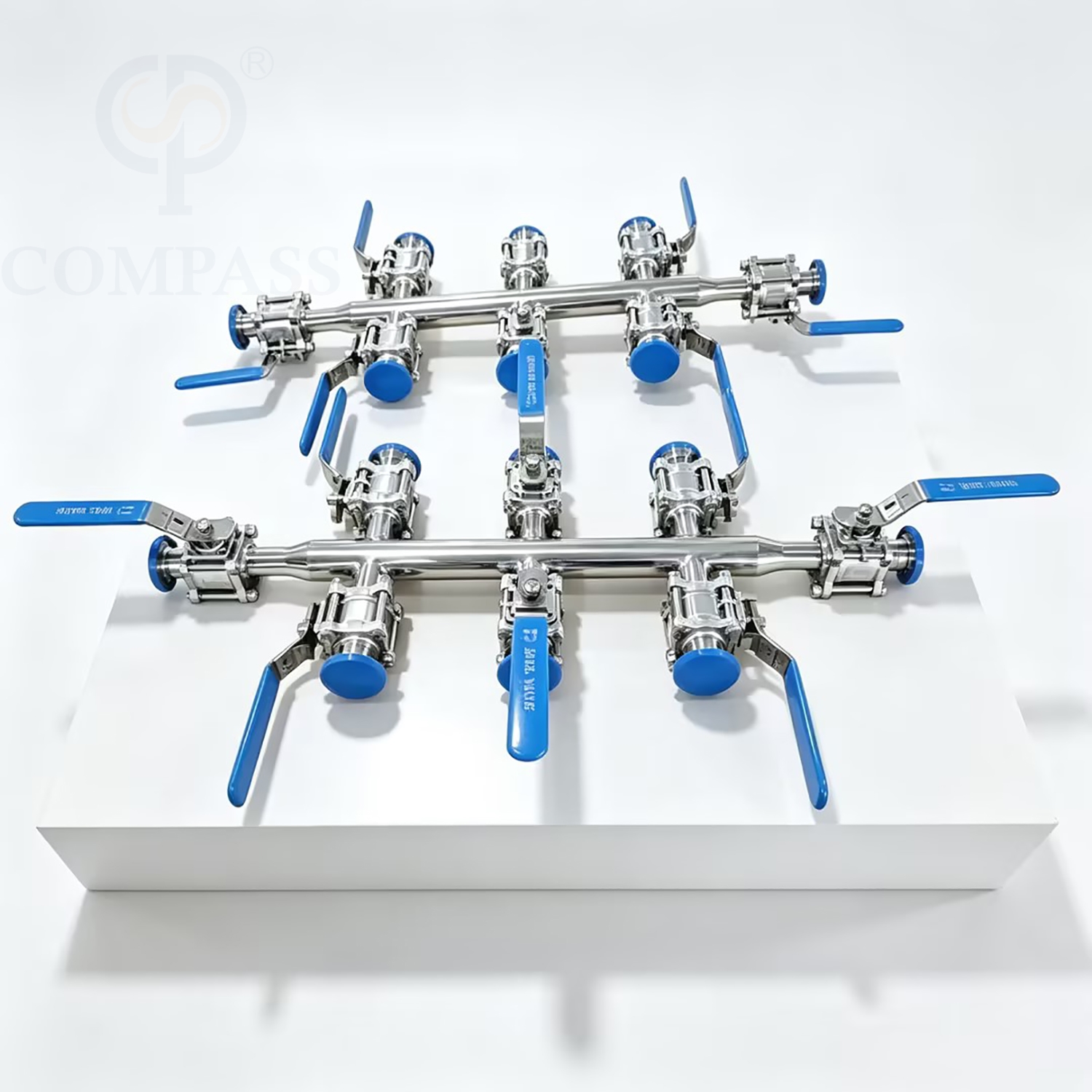 Nueva llegada DN25 SS316L válvula de bola de tres piezas de soldadura Manual de grado alimenticio de acero inoxidable sanitario con colector de distribución