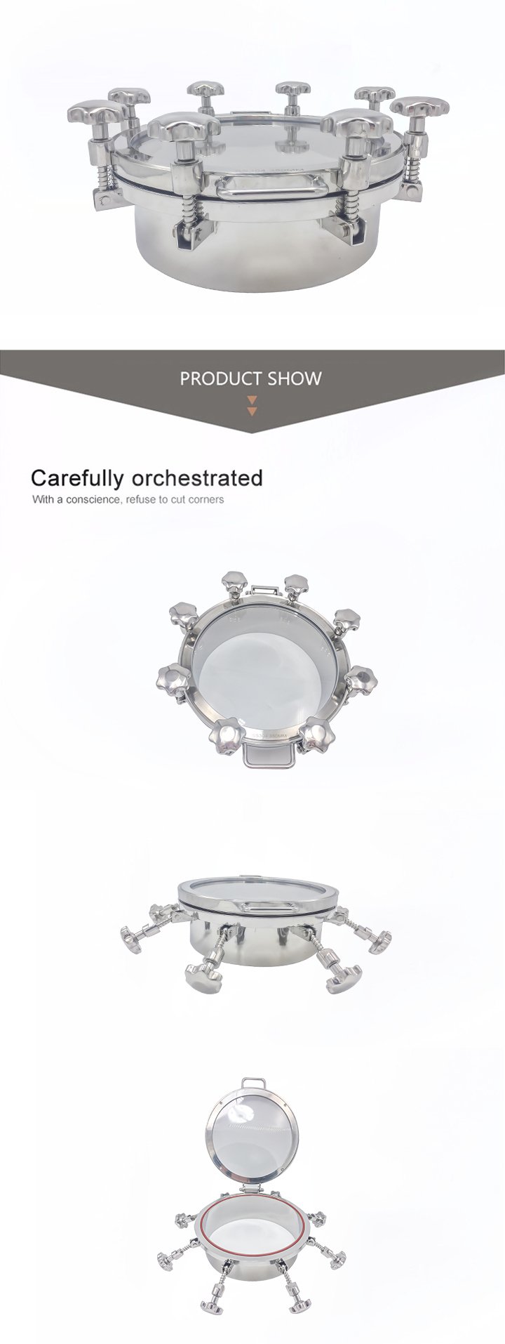 D450mm Manija de acero inoxidable Presi&oacute;n C&iacute;rculo Cubiertas de hombre