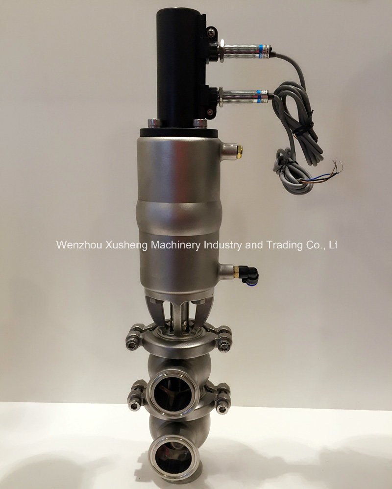 SS304 SS316L L v&aacute;lvula de flujo de desv&iacute;o neum&aacute;tico