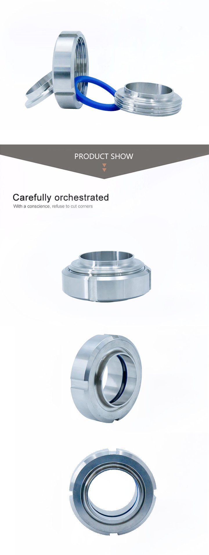 Accesorios sanitarios de acero inoxidable SS316L DIN16850 Uni&oacute;n