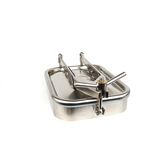 Tapa de alcantarilla de tanque rectangular sanitario de acero inoxidable de 235 × 185 mm