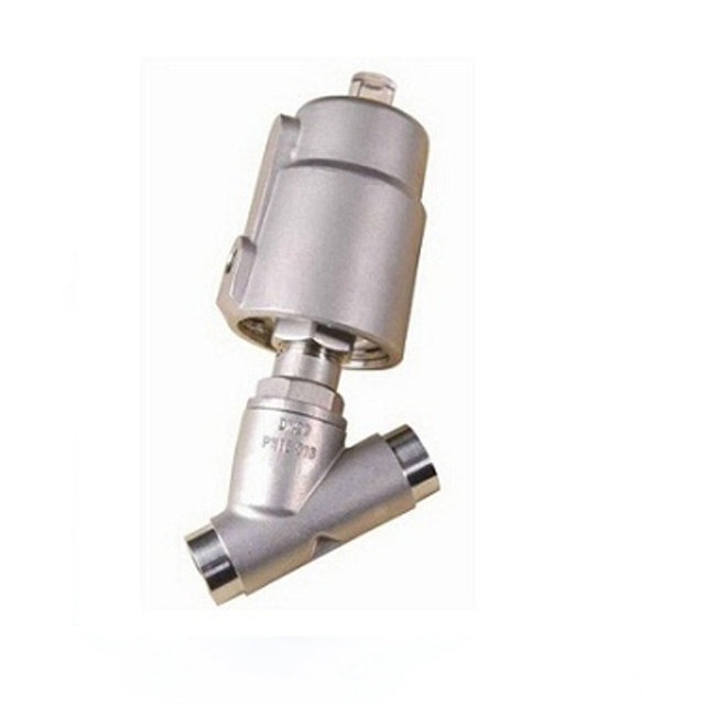 Válvula de asiento de ángulo de abrazadera neumática sanitaria de acero inoxidable