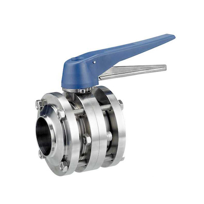 V&aacute;lvulas de mariposa manual sanitaria de tres piezas con mango de pinza