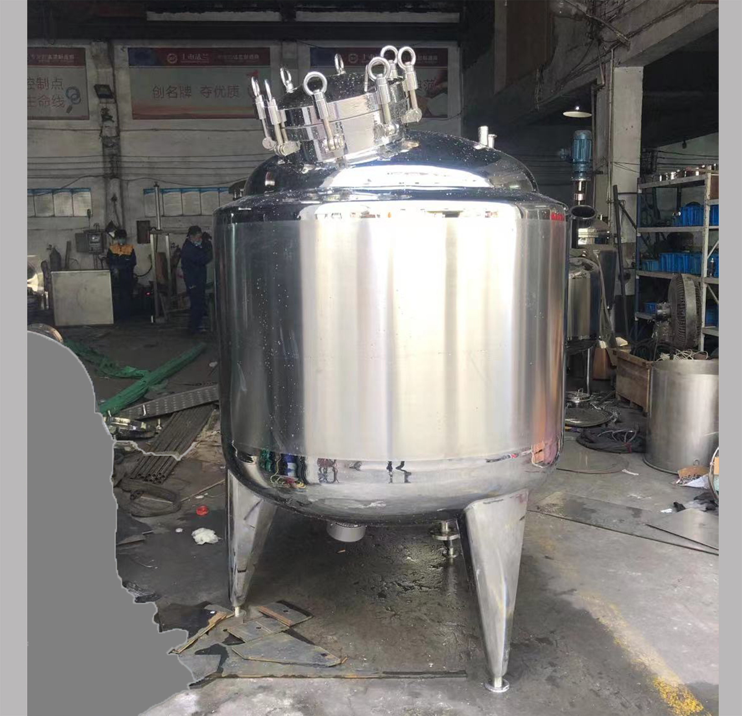 Tanques de almacenamiento de una sola capa de leche higiénica sanitaria pulida de grado alimenticio SS304 SS316L de acero inoxidable 