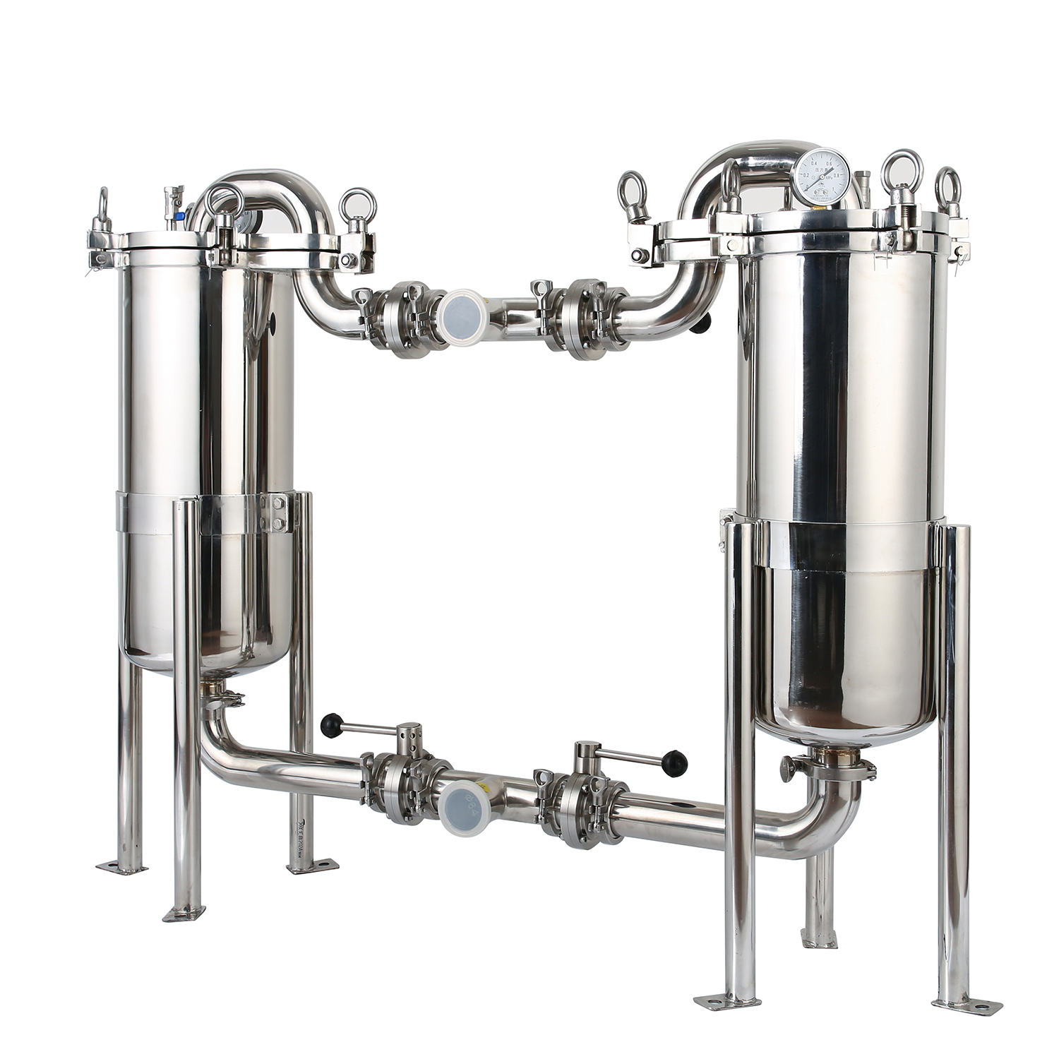 SS304 SS316L Filtro de bolsa dúplex de acero inoxidable sanitario para jugo líquido Cerveza Vino Leche Sistema de purificación