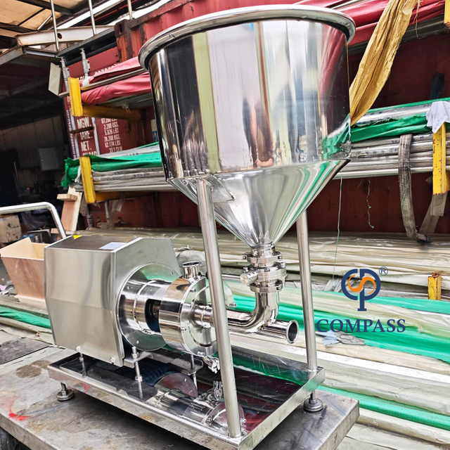 Emulsionante de dispersión de tubería de una sola etapa de alto cizallamiento de 5,5 kW con embudo de 45 l