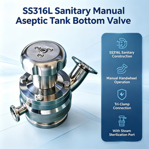 Nueva llegada 25,4 MM higiénico grado alimenticio AISI316L SMS saneamiento 1 ''válvula inferior del tanque de descarga aséptica Manual de triple abrazadera con puerto de vapor