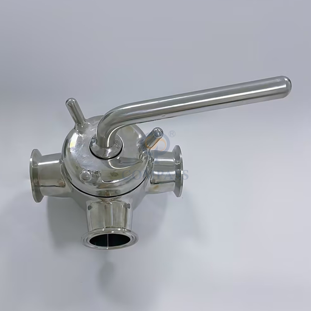 Válvula de enchufe de puerto T de tres vías con extremo de virola manual de forja SMS SS304 de acero inoxidable sanitario de 38,1 mm de alta calidad con OEM de silicona