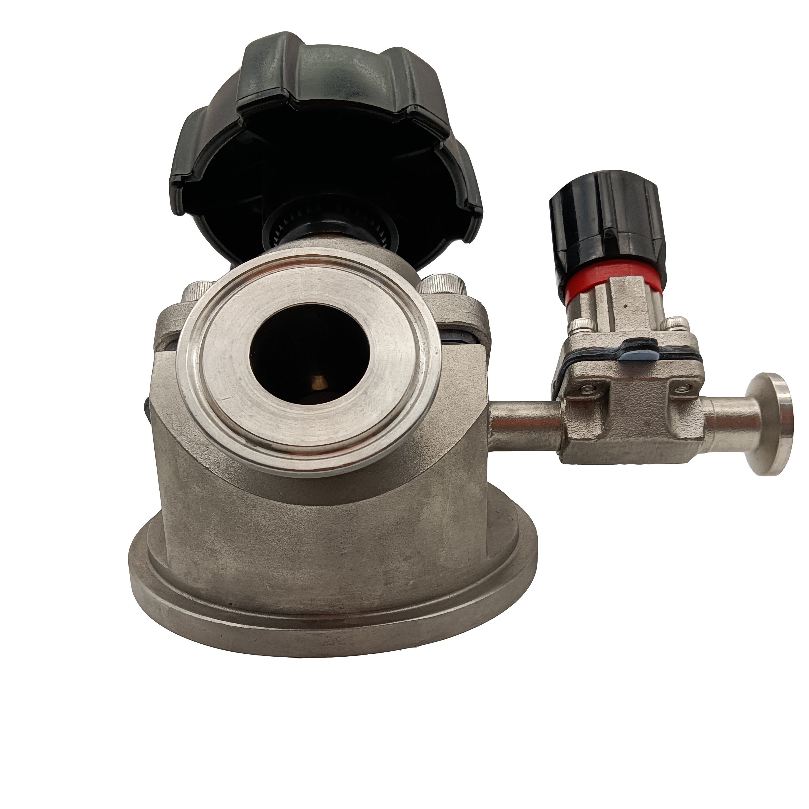 1/2 pulgada 12.7 mm de alta calidad Higiénica acero inoxidable SS316L SMS Cuesta SMS Tank Inft Bottom Diafragm Vavle con puerto de muestreo