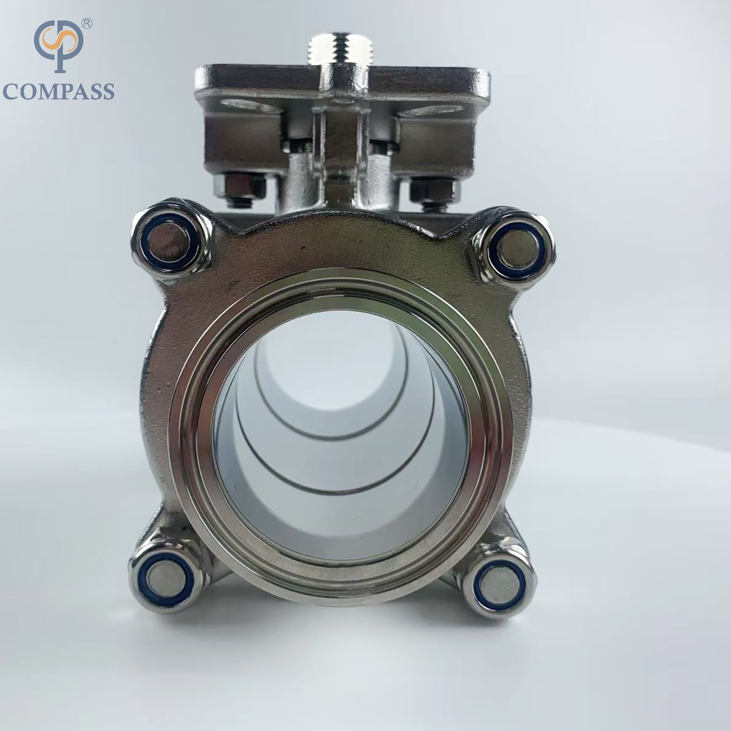 Manual de acero inoxidable de 2 pulgadas Válvula de bola de tres piezas de plataforma alta sin mango