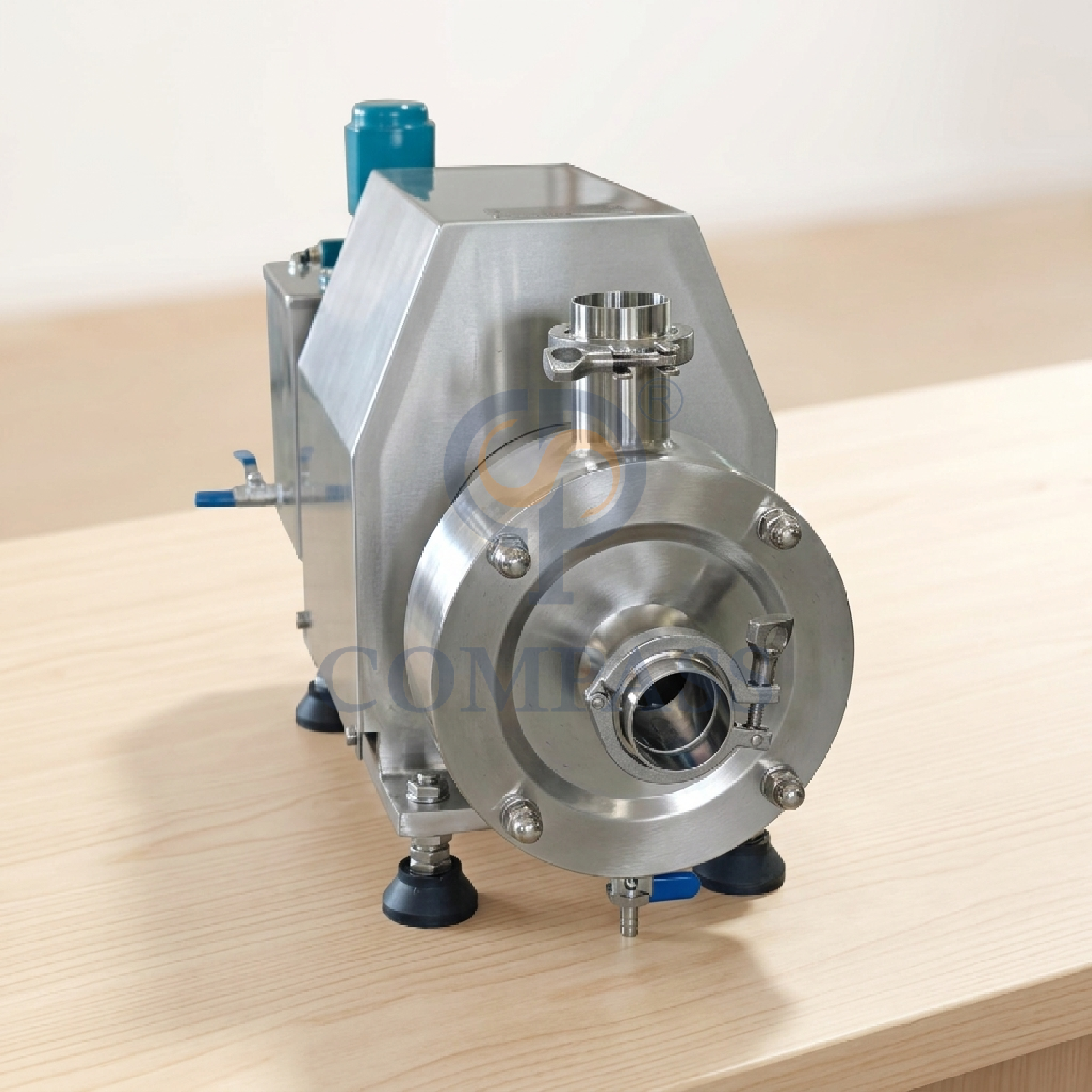 Emulsionante de dispersión de alto cizallamiento para tubería de TRL-1 de grado alimenticio sanitario SS304, 380V, 50HZ, 3P, 4kw, con motor de China y tanque de bomba de agua